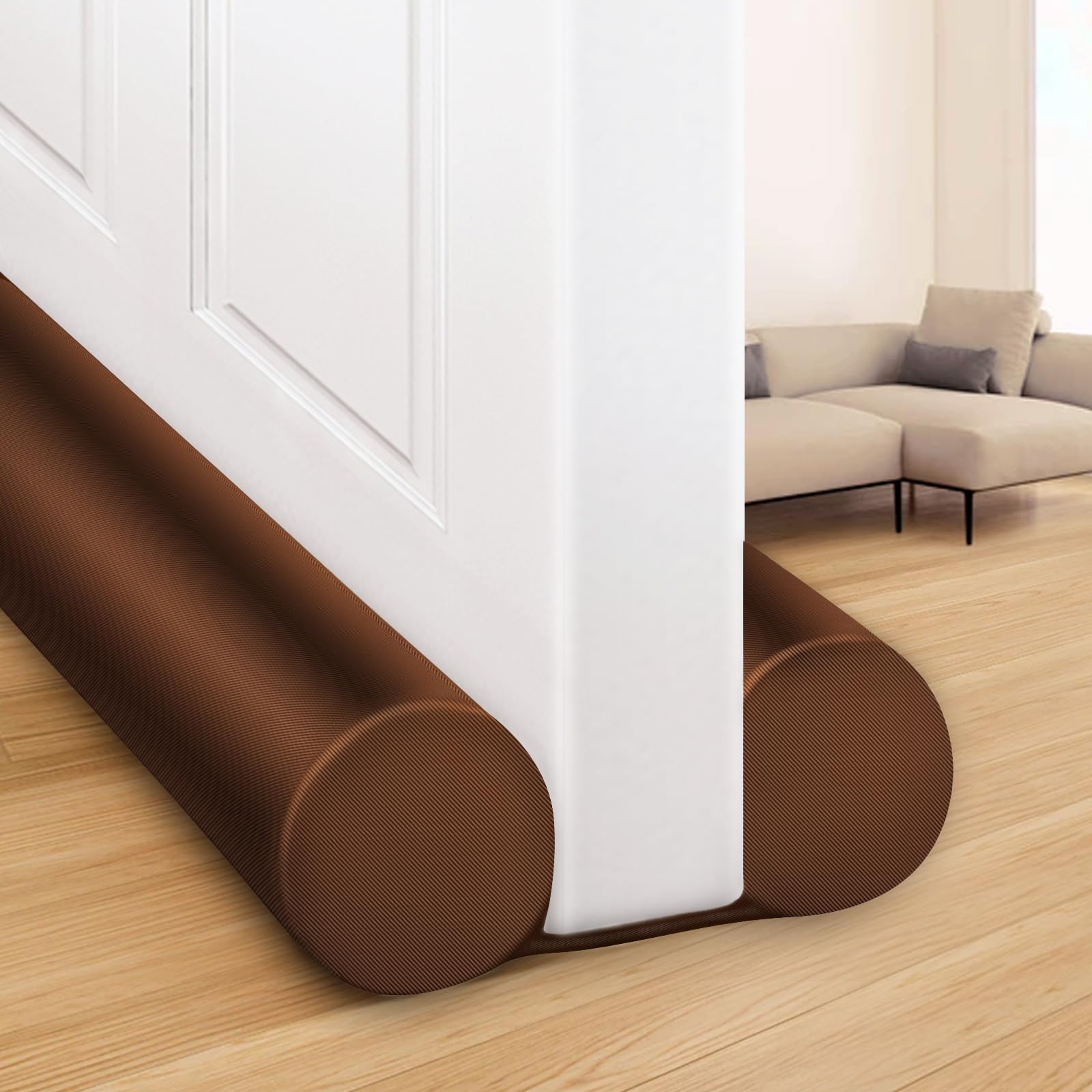 MAXTID Twin Door Draft Stopper Weather Stripping Noise Window Breeze Blocker Heavy Duty Door Sweep Adjustable 36’’ Brown