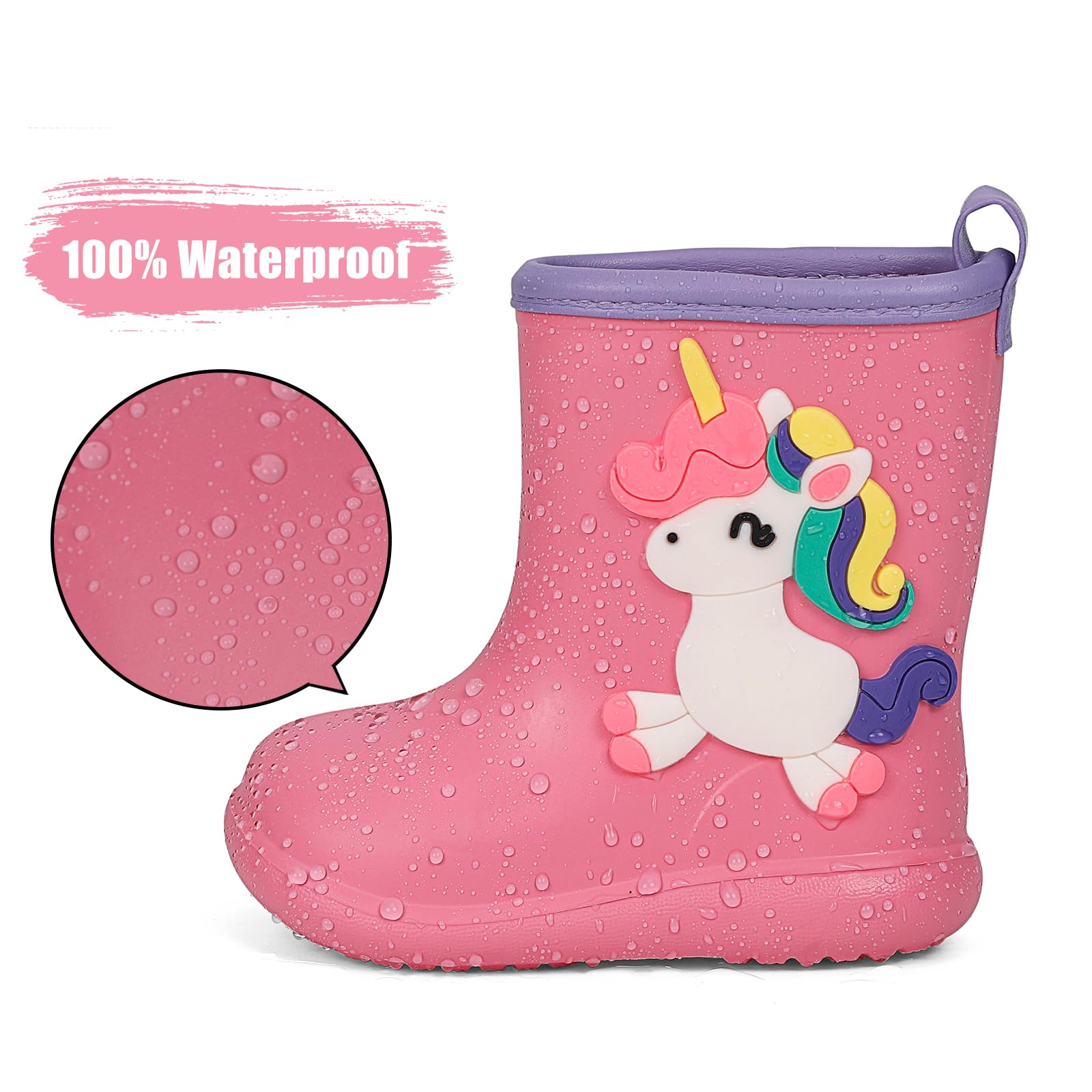 MASOCIO Botas de Agua Niño y Niña Botas Lluvia Bebé Dibujos Animados de Animales Impermeables y Antideslizante Talla 20-30 EU