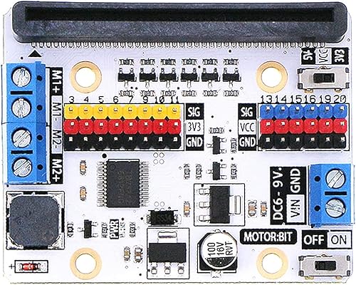 ELECFREAKS Microbit Motor:bit 3v/5v Placa de expansión Mini Micro:bit Breakout Board Support 2 DC Motor Extend 14-Channel IO Puertos Zumbador