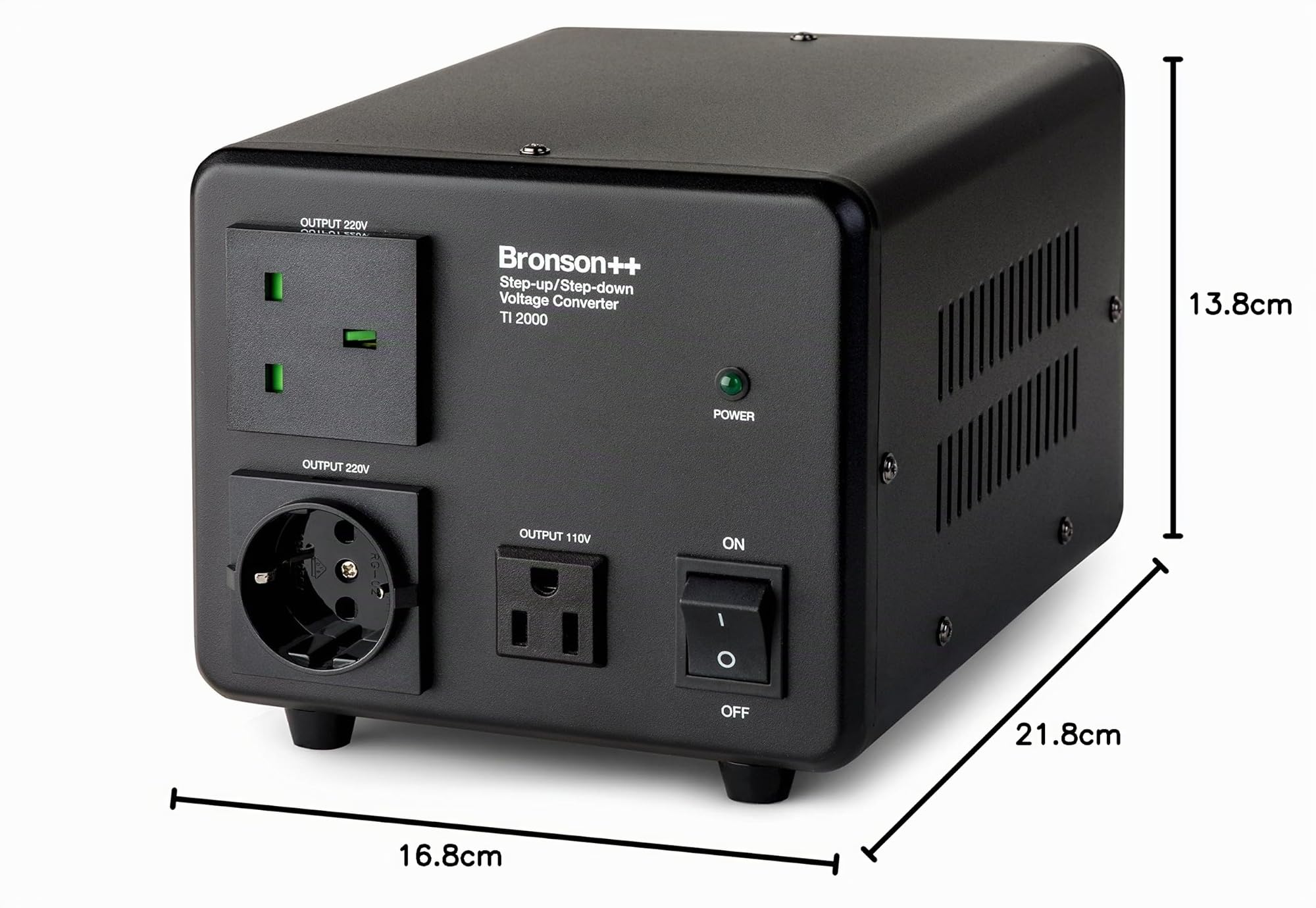 Bronson++ TI 2000 110 Volt USA Spannungswandler Ringkern-Transformator 2000 Watt - In: 110V oder 220V / Out: 110V und 220V - Bronson 2000W