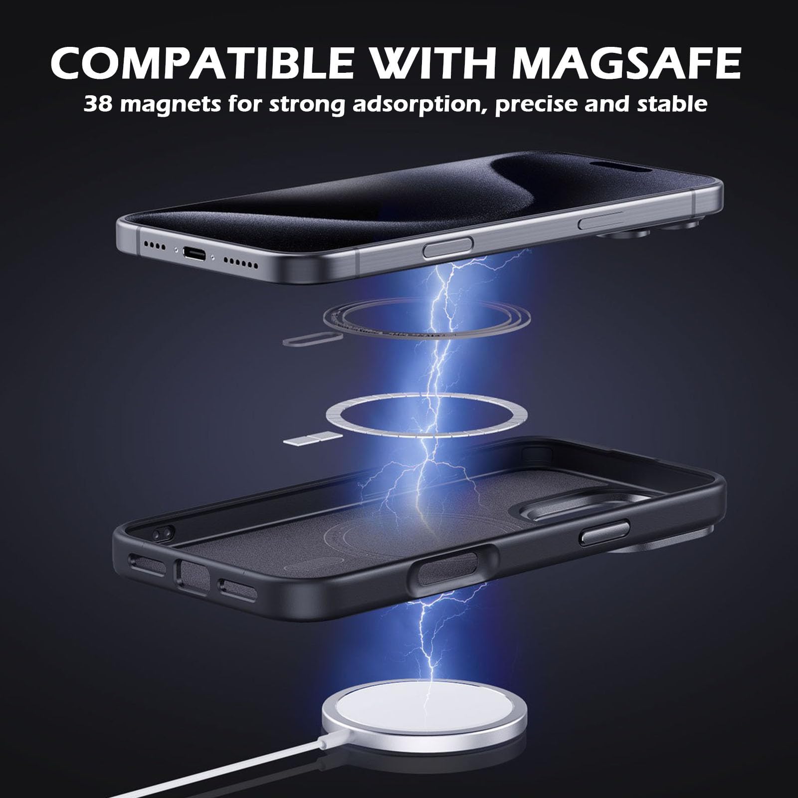 Funda de fibra de carbono real para iPhone 16 Pro Max/16 Pro/16 Plus/16, compatible con MagSafe ultrafina de grado aeronáutico de grado militar, funda protectora suave al tacto, resistente,