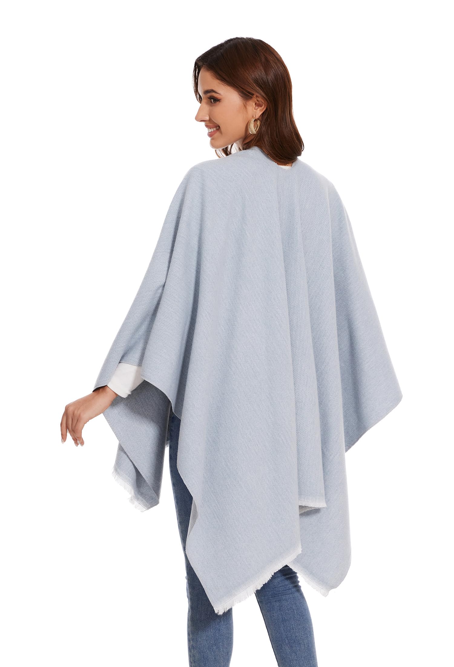 colornival Elegante Mantella da Donna con Fronte Aperto Poncho Morbido, Adatto per Primavera, Autunno e Inverno