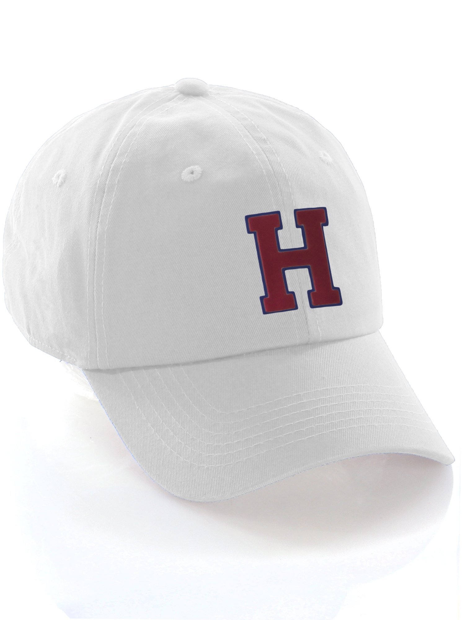 I&W HatgearCustomized Letter Intial Baseball Hat A to Z Team Colors, White Cap Blue Red