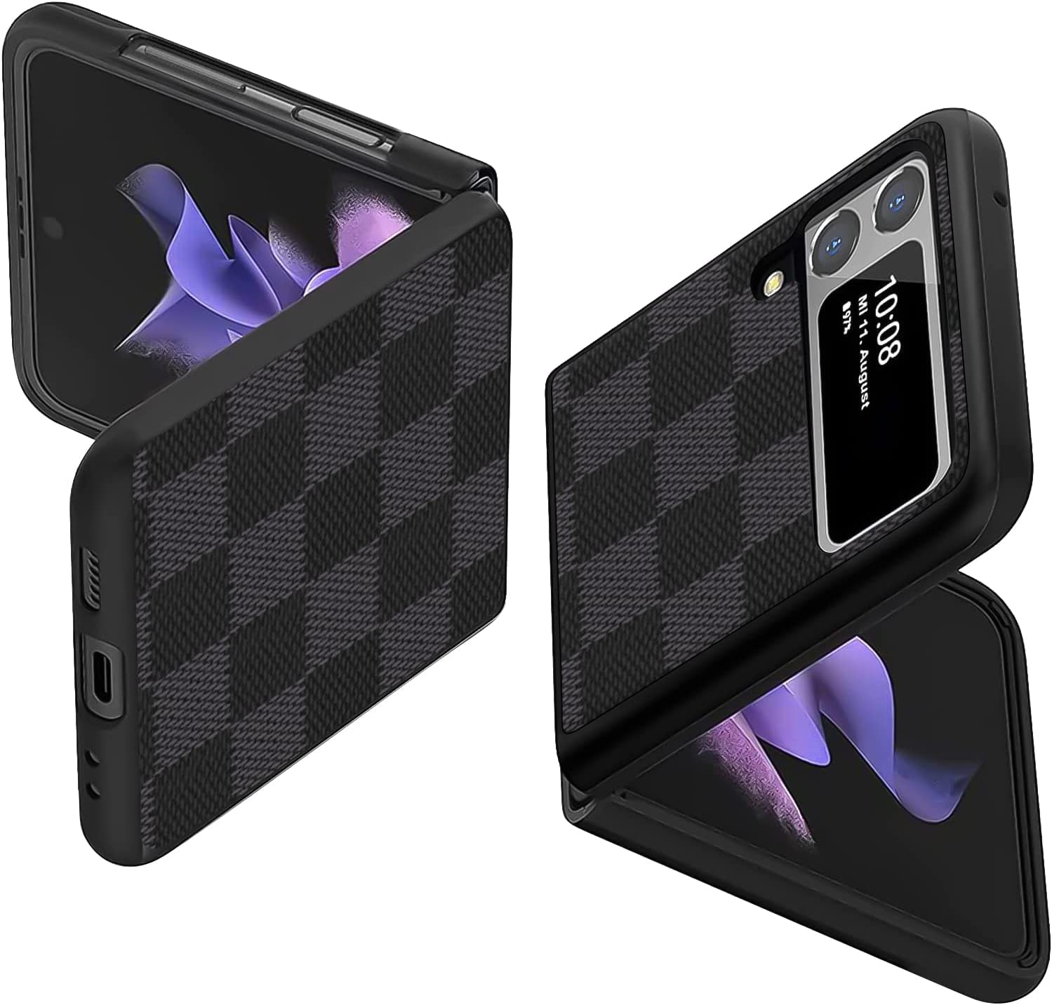 WOLAFOO for Samsung Galaxy z Flip 4 Case, Galaxy Z Flip 4 5G Cell phone Cases PU Leather + Hard PC Thin Durable Protective Phone Case Cover for Samsung Galaxy Z Flip 4 5G，Black