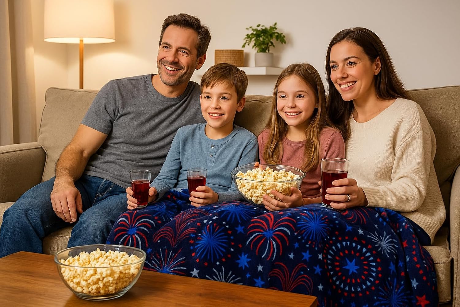 The Big One Throw Blanket Plush Super Soft Warm Cozy Oversized 60 x 72 inches (July 4th Fireworks)