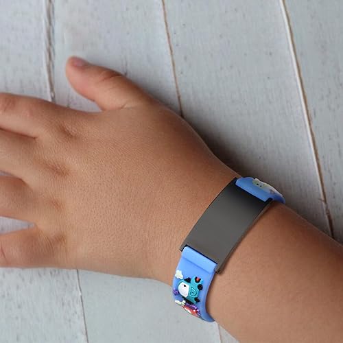 Miniatura 5 de Pulseras de identificación de seguridad para niños, de silicona suave, de acero inoxidable, con grabado gratuito, de varios colores, ajustables,