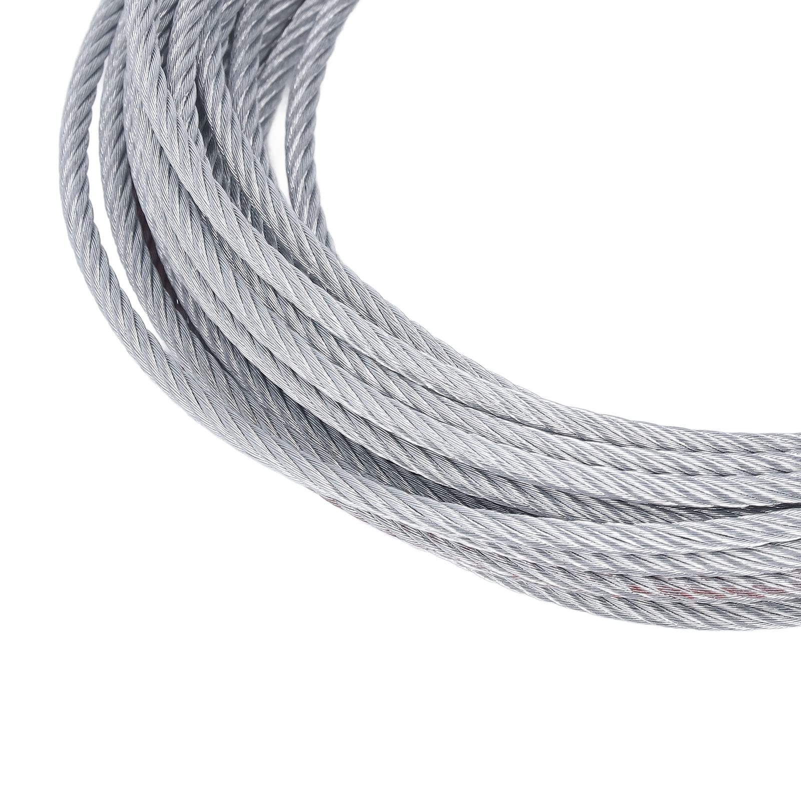 Câble en Acier Inoxydable pour Treuil, 4 Mm X 12 M, Câble de Treuil Sûr et Découpable, galvanisé, Force de 2 000 Lb pour l'alimentation électrique Domestique