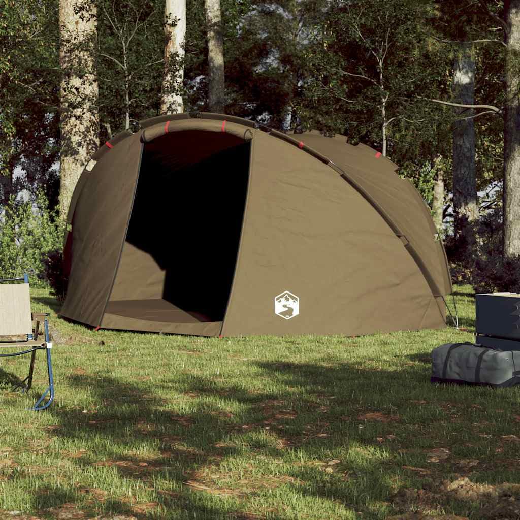 Tenda da pesca per 5 persone, verde oliva, impermeabile, poliestere 190T con rivestimento in poliuretano, 307 x 290 x 170 cm, facile da trasportare con custodia, ideale per campeggio e attività