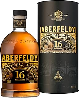 Aberfeldy 16 Year Old Highland Scotch Single Malt Whisky with Gift Tube, Aged in Oak Casks, Bourbon & Oloroso Sherry Finish, 40% ABV, 70cl / 700ml