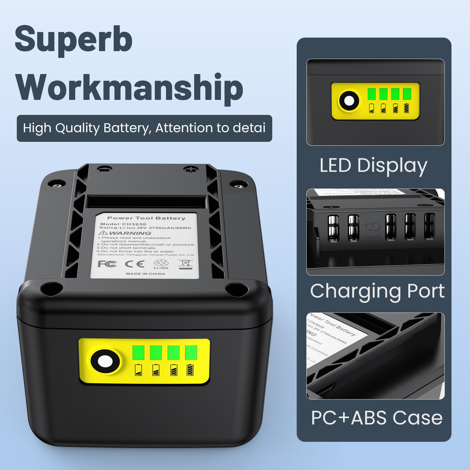ASUNCELL Batterie de rechange 36 V 2750 mAh pour outils électriques Kärcher - Batteries lithium-ion - Compatible avec le désherbeur Kärcher, la tondeuse à gazon, la pompe à tonneau