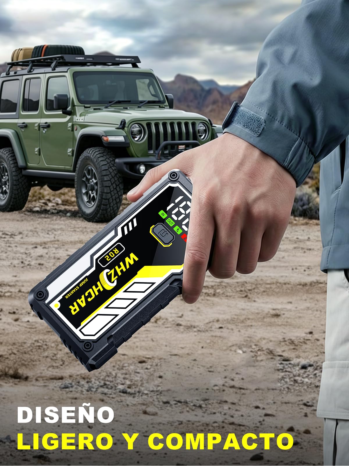 Arrancador Portátil para Coches de 8000A Arrancador de Baterias de Coche 12V Arrancador de Coches para Todos Gasolina o 10L Diesel con Cables Inteligentes, Linterna LED y Pantalla LCD