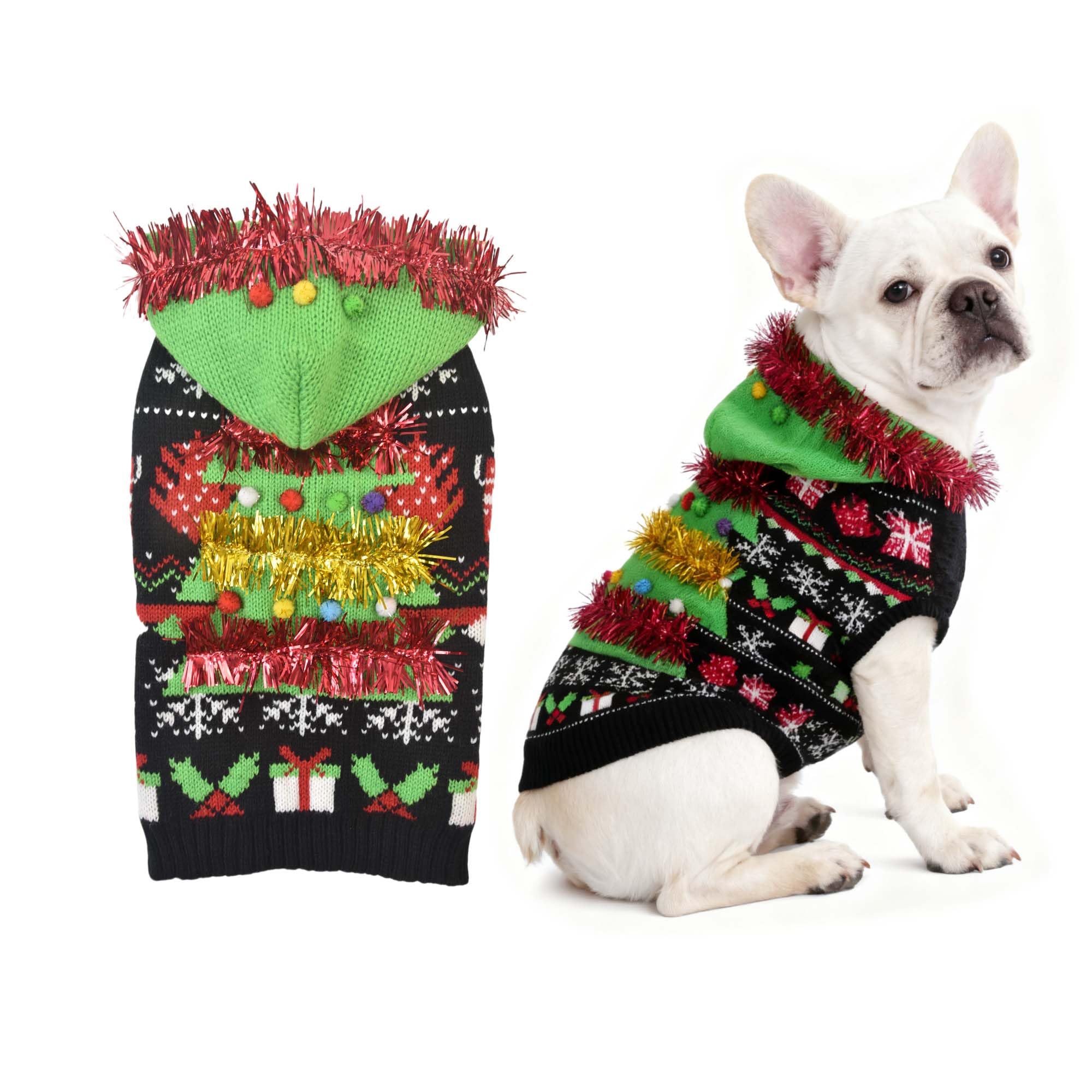 Maglione natalizio con cappuccio per cani di taglia piccola e grande, per chihuahua, bulldog, labrador, chihuahua, bulldog, labrador, taglia XL