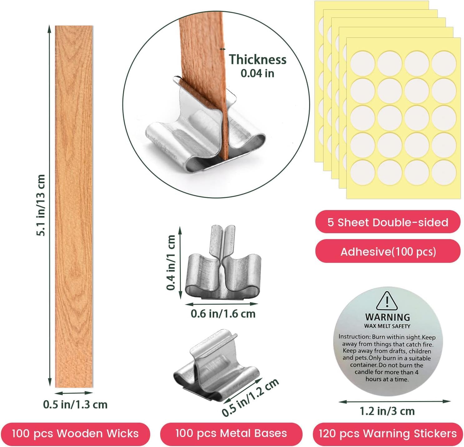 30 pezzi di stoppini in legno con clip, set di stoppini ecologici senza fumo, ideali per la