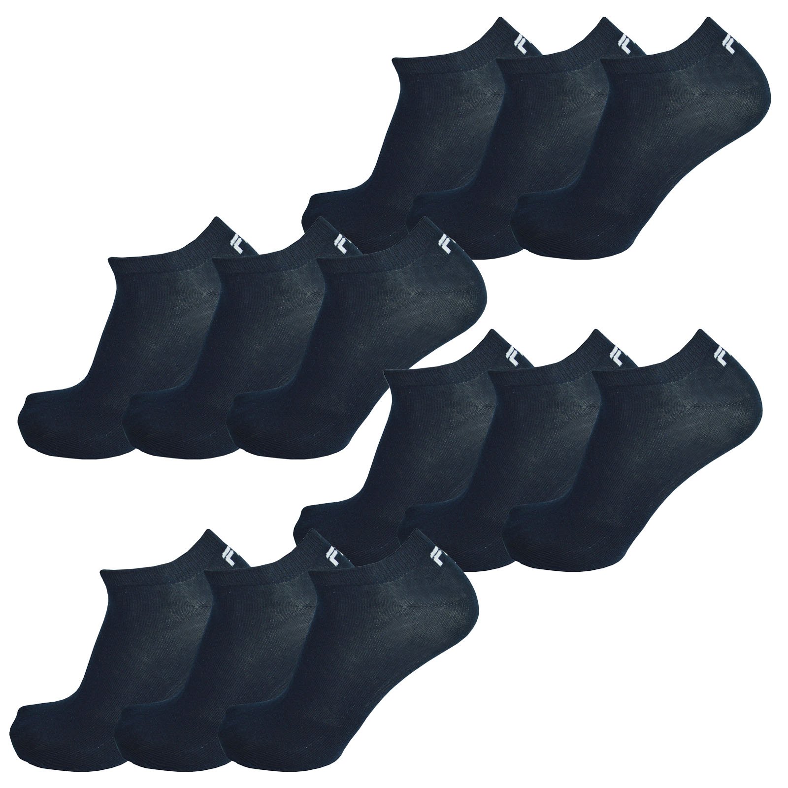 FILA 12 Paia Calzini, Invisible Sneakers unisex, bianco e nero, 35-46 (4 X pacco da 3)