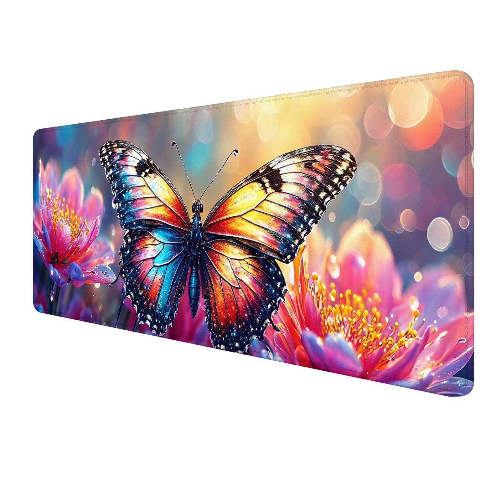 Rosa Tappetino Mouse Gaming, Tappetino Mouse XXL 1200 x 500 mm, Tappetino Mouse Fiore, Mouse Pad con Base Antiscivolo, Bordi Cuciti Tappetino per Mouse, Tappetino Mouse Gaming di Alta Precisione S-67