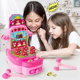 VATOS Hammer Game, Mini Electronic Arcade Game with 2 Hammers, Pounding Toys Toddler Toys for 3 4 5 6 7 8 Years Old Boys Girls, Developmental Toy Interactive Toy