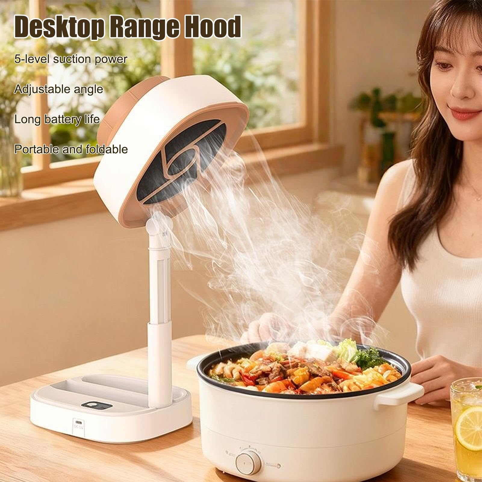 Hotte de Cuisine Portable Extracteur de Cuisine Rechargeable et Pliable