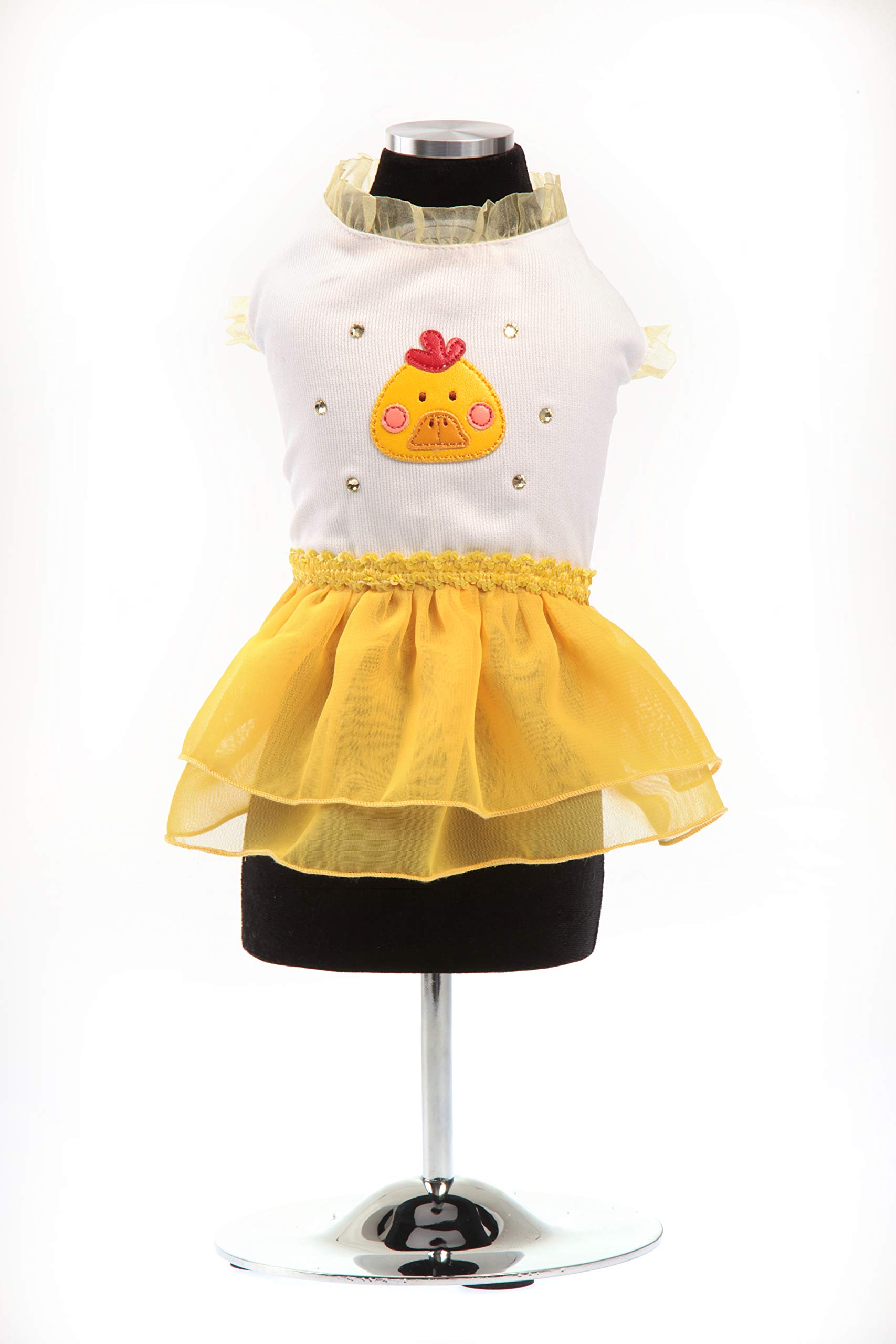 Trilly Tutti Brilli Piquet and Chiffon Dress with Swarovski Stones, Yellow - 1 Product