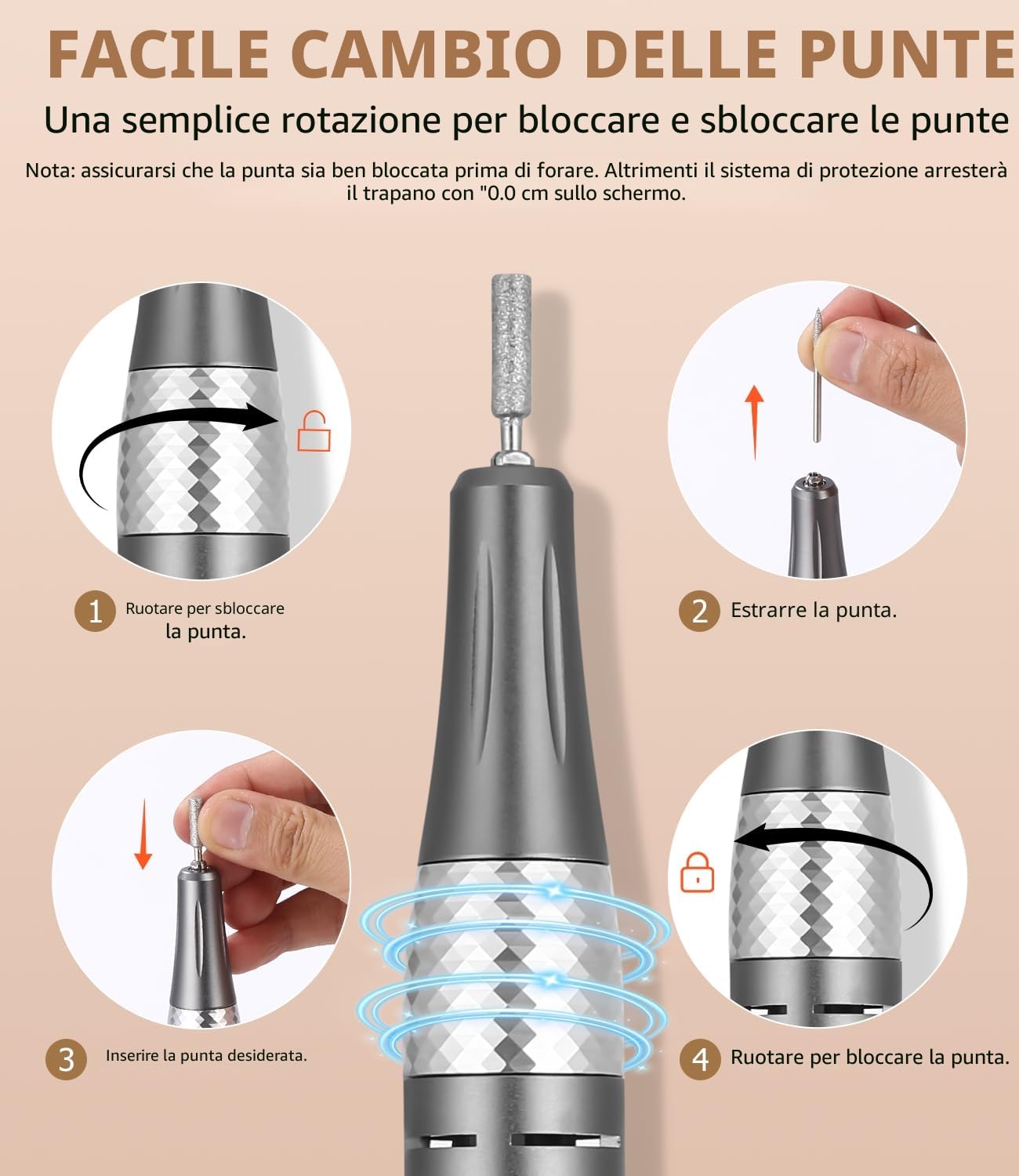 45,000RPM Fresa per Unghie Professionale, Lima Elettrica per Unghie, Touchscreen, con Punta in Ceramica Kit Unghie, Salone Manicure Set e Pedicure Elettrico per Semipermanente Gel