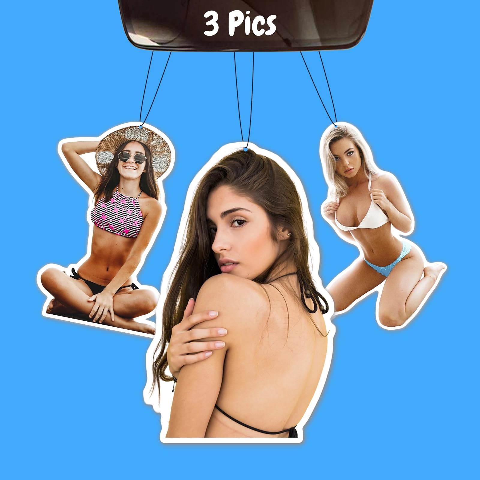 FAMILOVE 3pcs 1 Set Custom Car Air Freshener with 3 Unique Picture Photo Logo - Personalized Gifts for Valentine's Day Birthday Anniversary