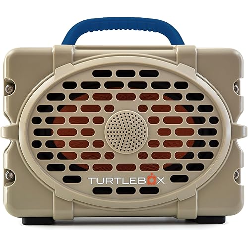 Turtlebox Original Gen 3: Portable Outdoor Bluetooth Speaker – Ultra-Loud (120dB), Waterproof (IP67), Rugged, Impact-Resistant, 3-Day Battery | Party Mode: Unlimited Pairing Stereo, Tan/Royal Blue
