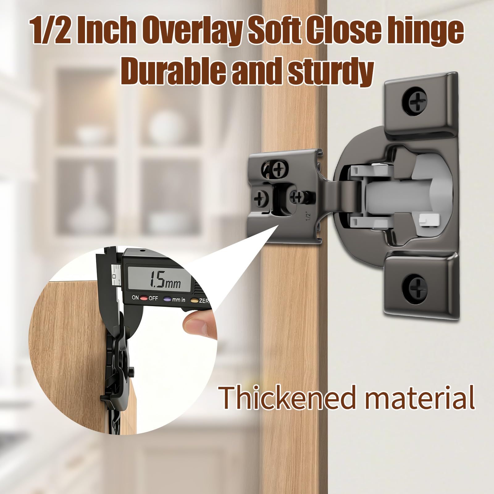 Mousike Soft Close Hinges - 40 Pack for Kitchen Cabinets -7