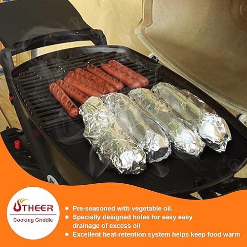 Miniatura 6 de Utheer 6506 Plancha de cocina de hierro fundido para Weber Q300 Q320 Q3000 Q3200 57060001 586002 426001 56010049 parrillas de gas, 17.8 x 12.4