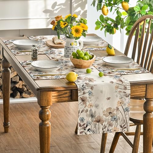 Miniatura 5 de Artoid Mode Juego de 4 manteles individuales de verano con flores de amapola marrón, 12 x 18 pulgadas, manteles individuales de otoño para