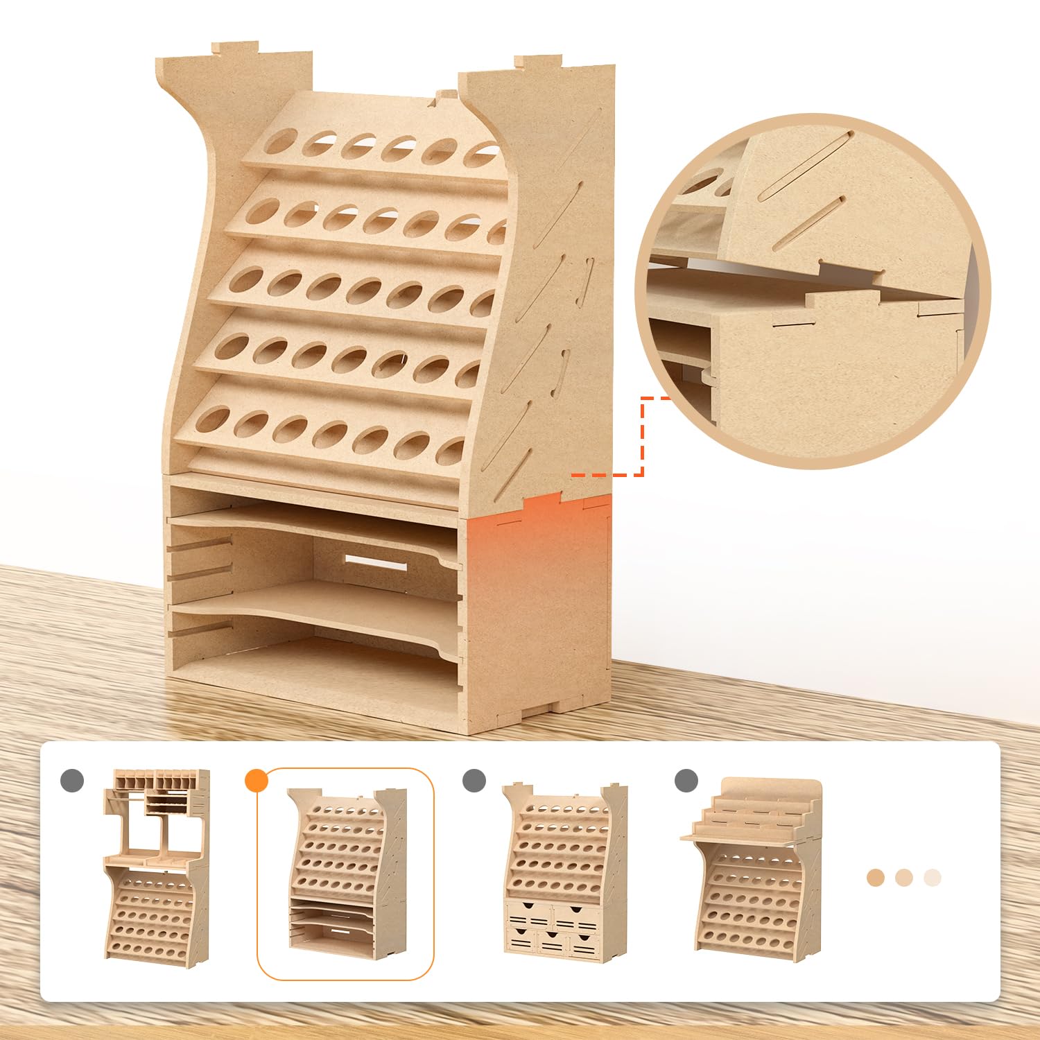 Organisateur de peinture pour modélisme en bois, support de peinture en MDF pour 35 bouteilles, pour l'artisanat adapté à Tamiya/Vallejo/Citadel, GK11