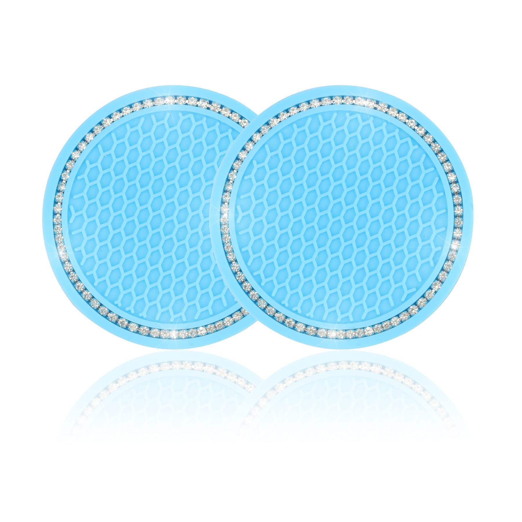 (Blue) Car Cup Holder Coaster, 2 Pack Universal Auto Anti Slip Cup Holder Insert Coaster, Bling Crystal Rhinestone Car Interior Accessories Compatible with Chevrolet Impala