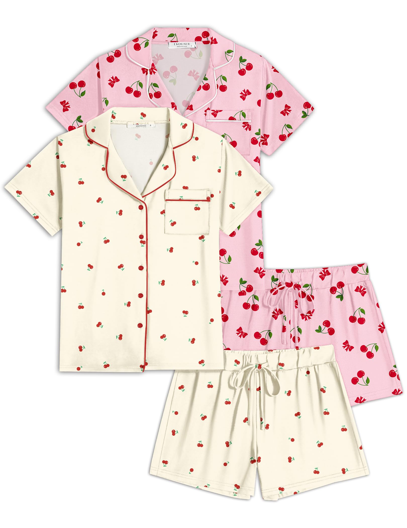 Ekouaer Women's Button Down Summer Sleepwear