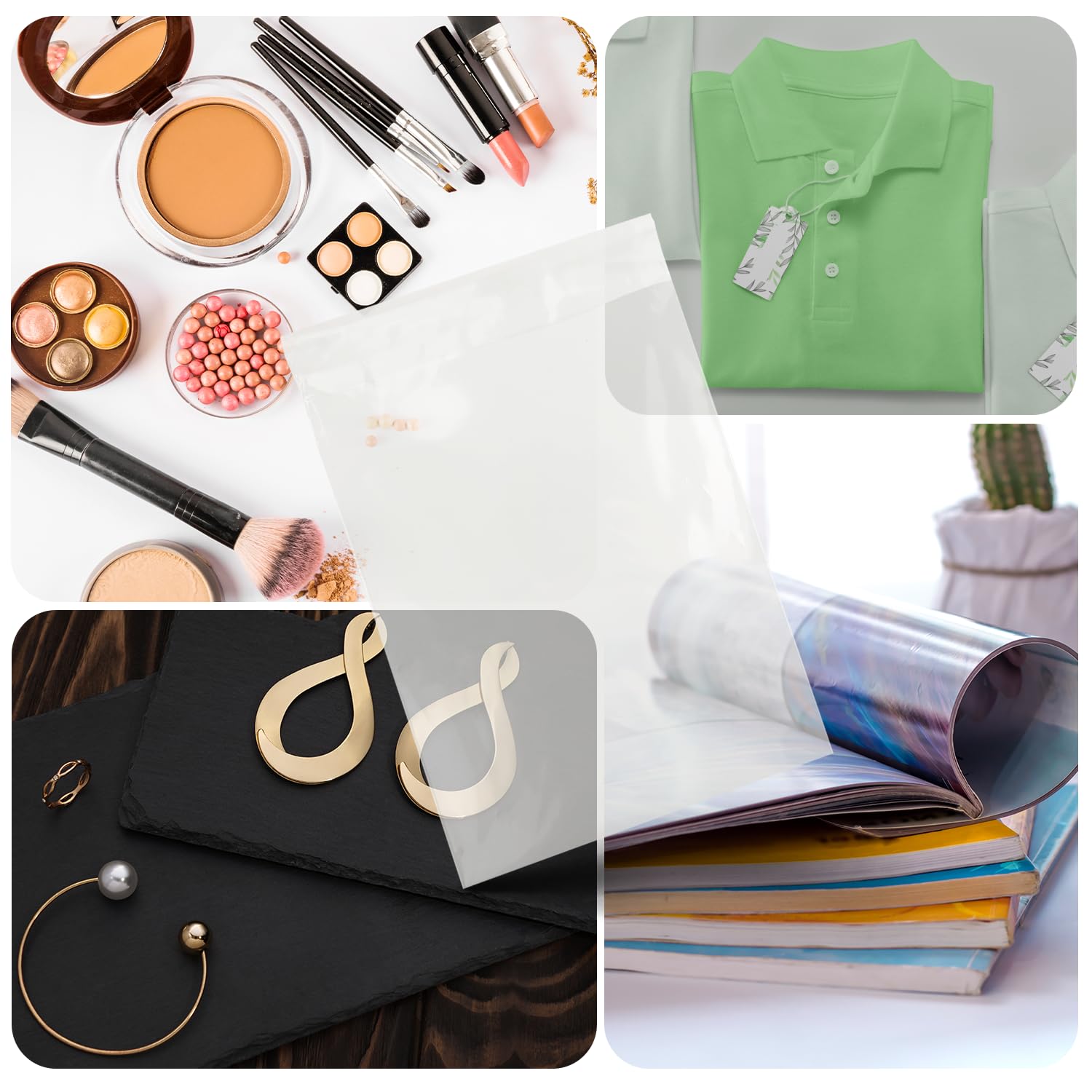 Netuno 500 bolsas transparentes 12,5 x 17 cm solapa de 3 cm con cierre autoadhesivo reutilizables bolsas de plástico PP para dulces regalos joyería golosinas fotos ropa pendientes alimentos libros
