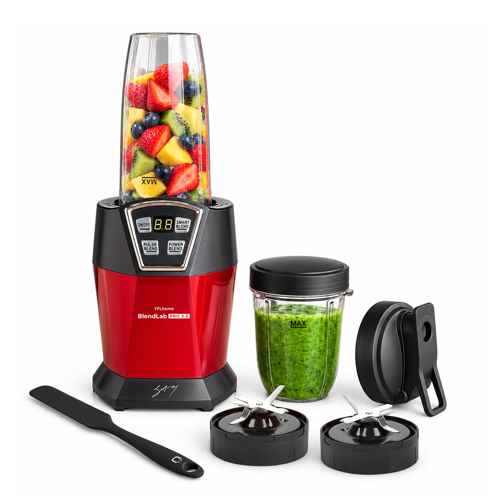 YFL HOME BlendLab Pro 2.0, 1200W with 2 Unbreakable Tritan Jars, 100% Copper Motor, Preset Blend Modes, Laser Cut Stainless Steel Blades, Mixer Grinde...