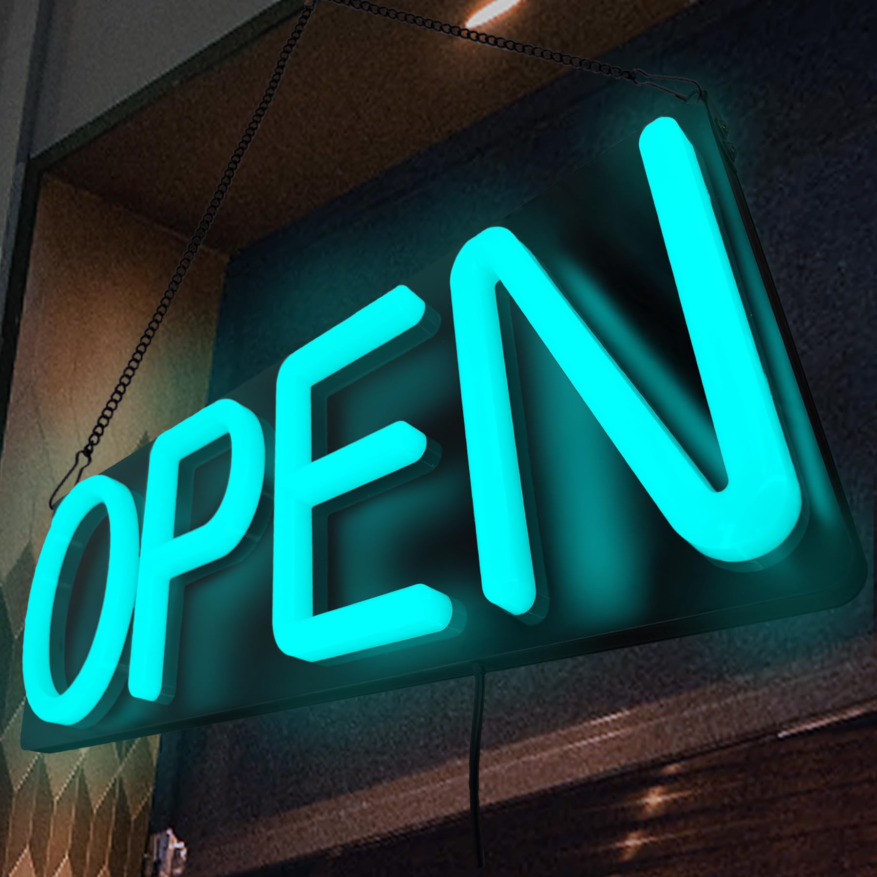 Open Signs for Business,Neon Open Sign Led,20x7 inch with Remote Control,Bright Light Up Sign,Window Door Wall Mounted Bar Coffee Salon Store,12V/2A