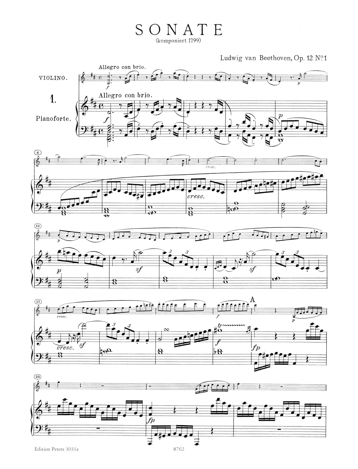 Beethoven: Sonatas - Volume 1. For Violino, Accompagnamento di Pianoforte
