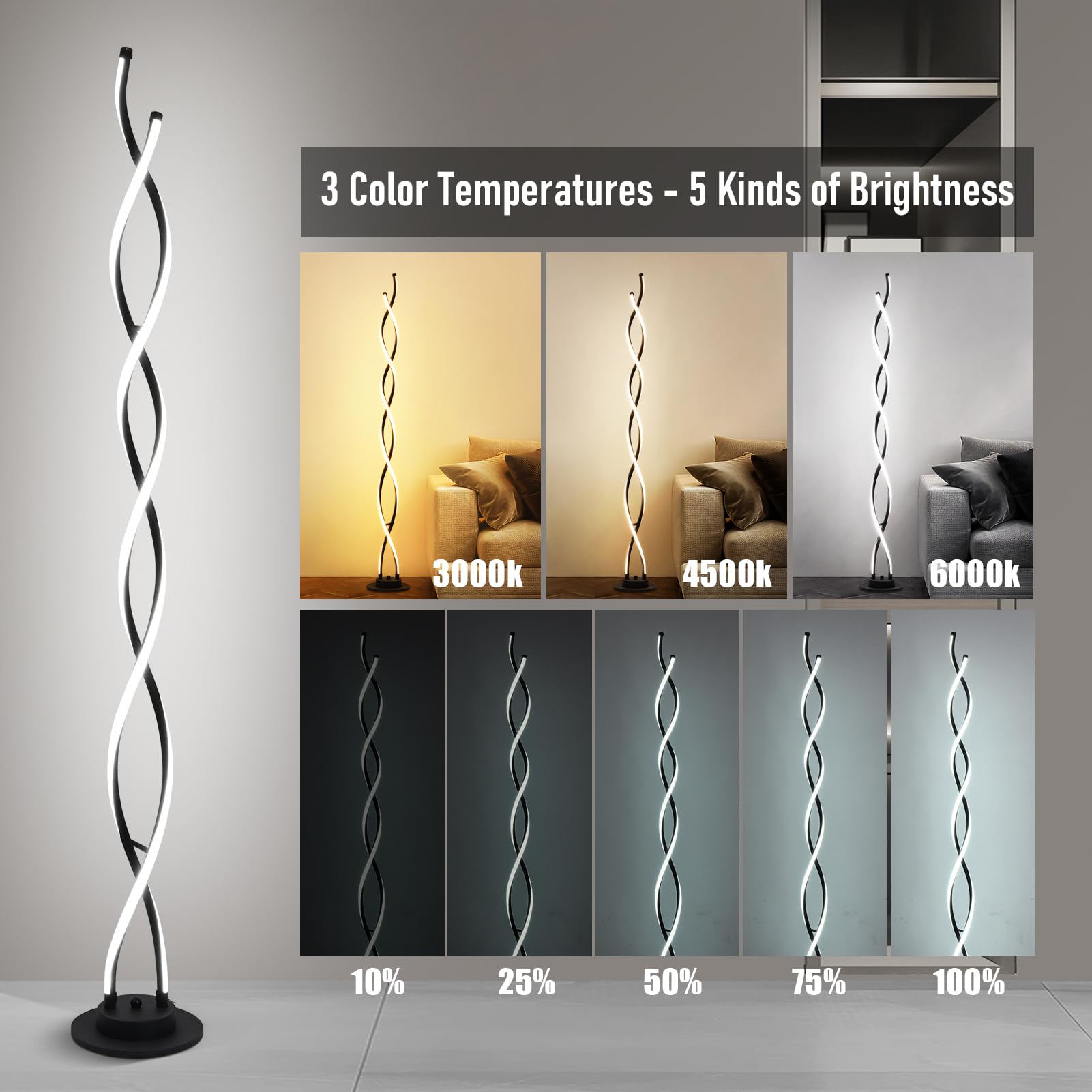 【送料無料】Floor Stand Light ZxWLife Floor Lamp, LED Modern Floor Lamps for Living Room