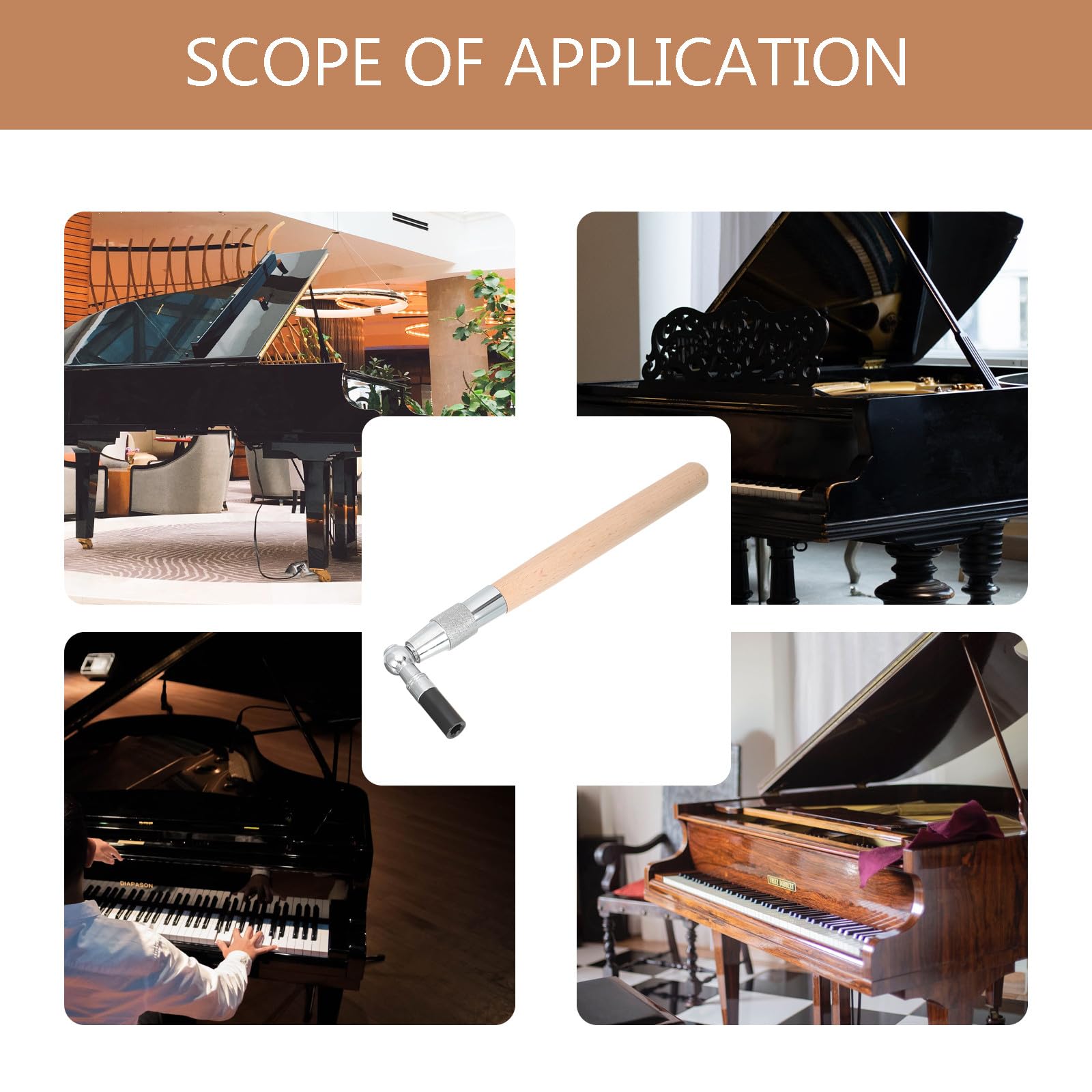 Homoyoyo Llave de Afinación de Piano Profesional de Alta Dureza, Herramienta Manual Compacta para Afinar Instrumentos Musicales, Accesorio Ergonómico para Sintonización Precisa en Talleres