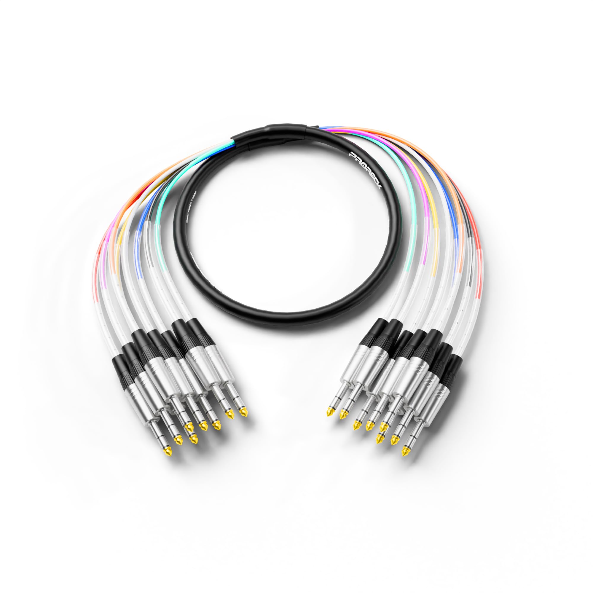 PRORECK 6ft Snake Cable, 8-Channel Shielded Audio Cable 1/4'' TRS, with Color-Marked Connectors for Professional Stage, Studio, and Live (PR-TRS-8 * 6