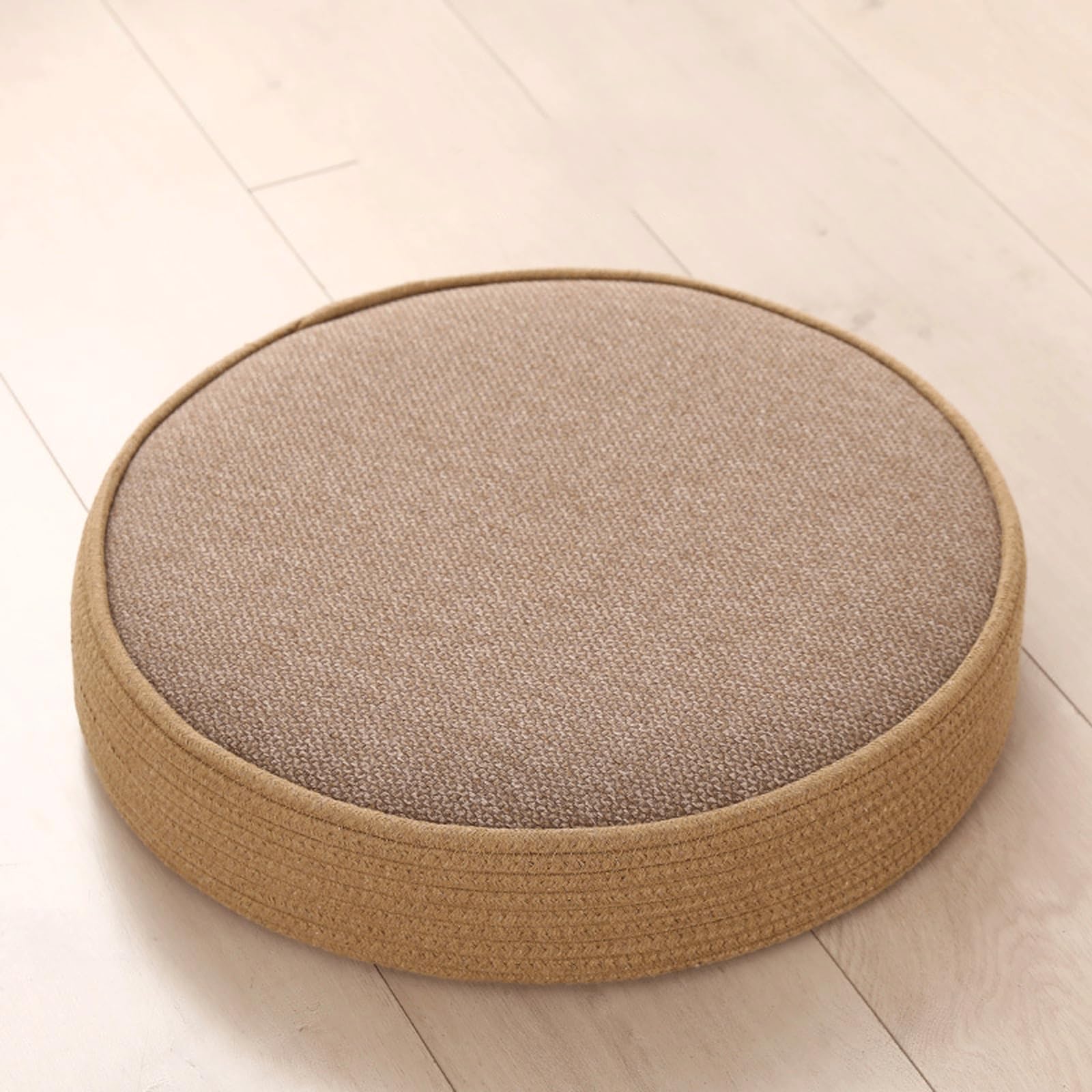Jixinhekeji Khaki Tatami Floor Pillow Sitting Cushion,Hand-Woven Round Putuan Floor Cushion, Meditation Japanese Floor Cushion(Size:(Dia) X(H) 40 X10cm/15.8"X4" (Appr),Color:khaki)