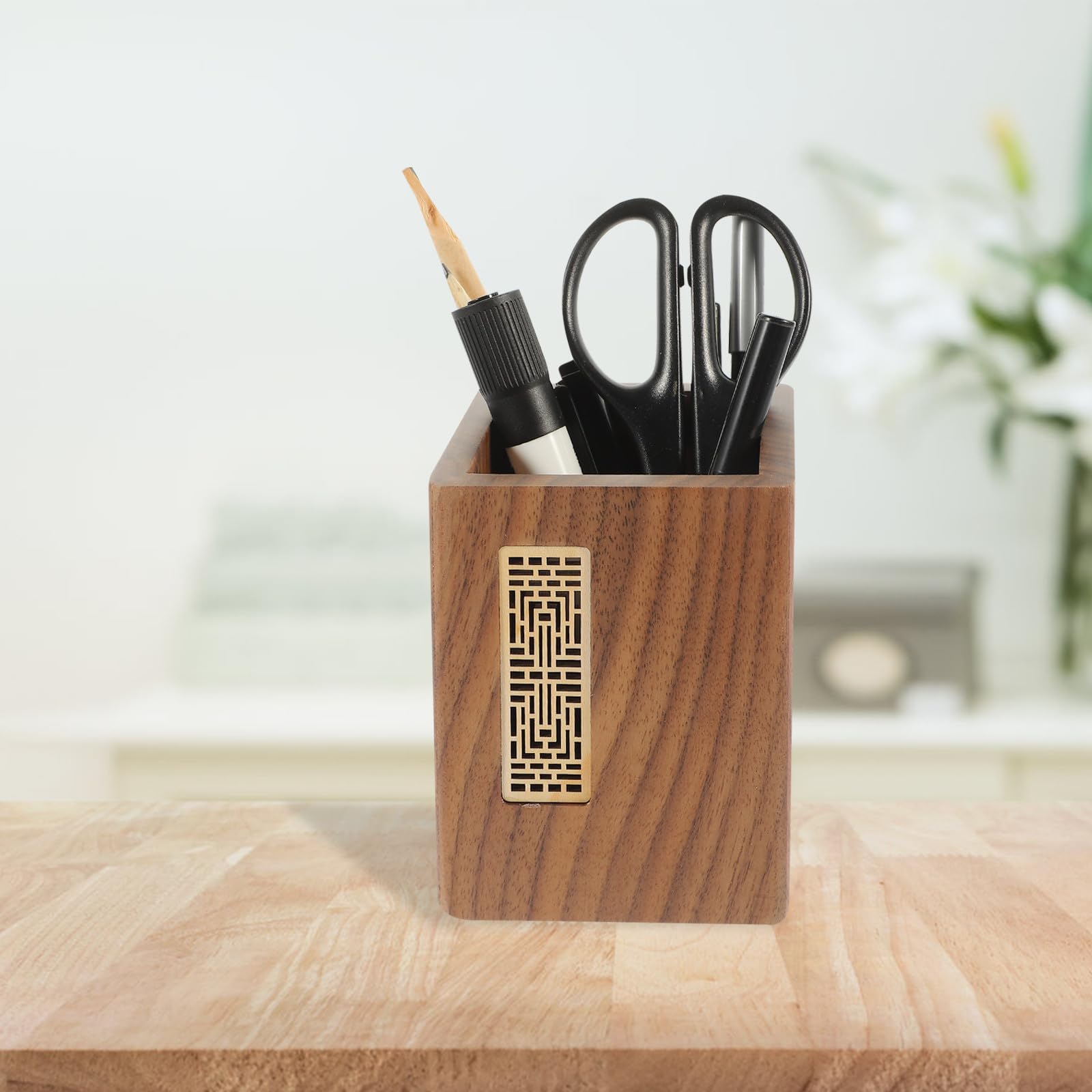 Stiftehalter aus Walnussholz, Schlichter Schreibtisch Organizer