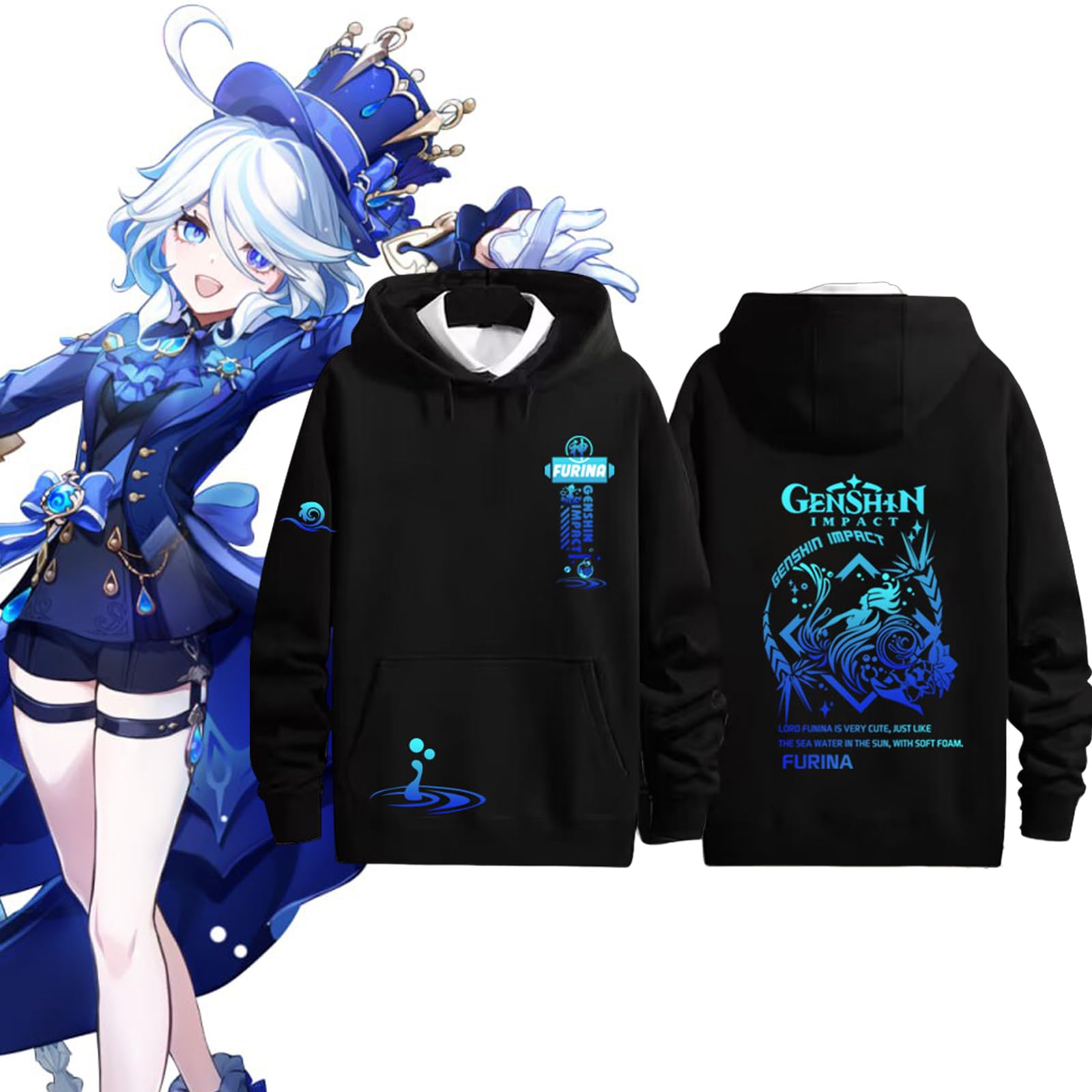 Amazon.co.jp: 原神 フリーナ 印象パーカー フード付き 秋冬 服 厚手