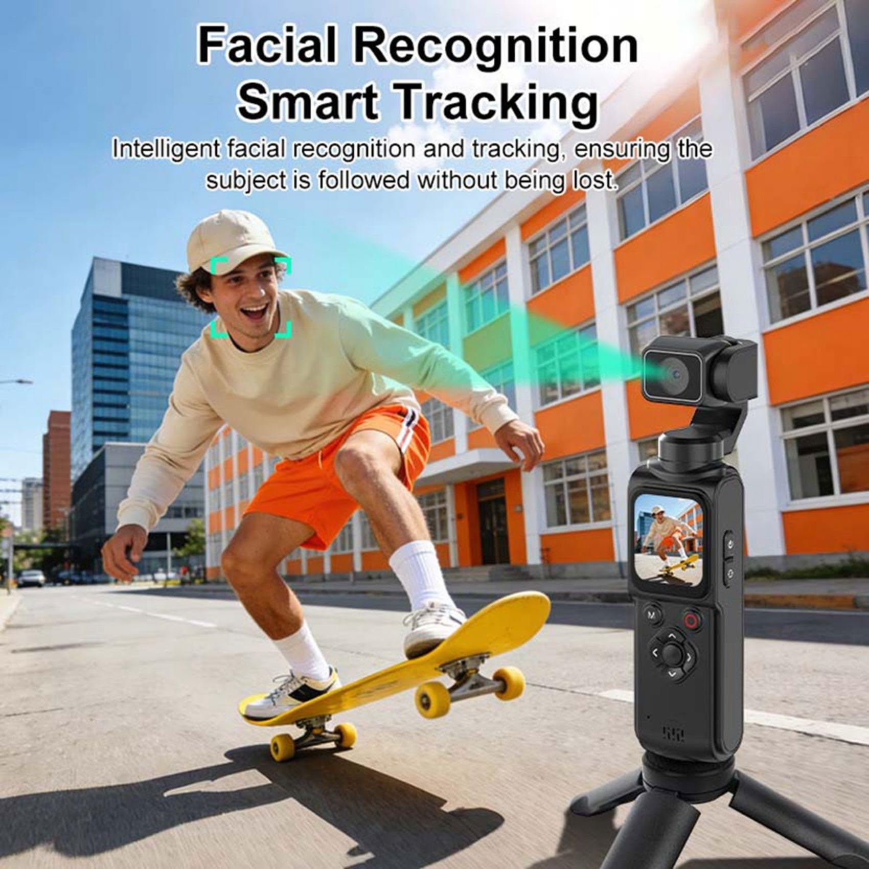 Kamera 4K Vlog Pocket Gimbal 4K kieszonkowa kamera gimbal z funkcją rozpoznawania twarzy WiFi Handheld Stabilizator do streamingu na żywo – vlogging A