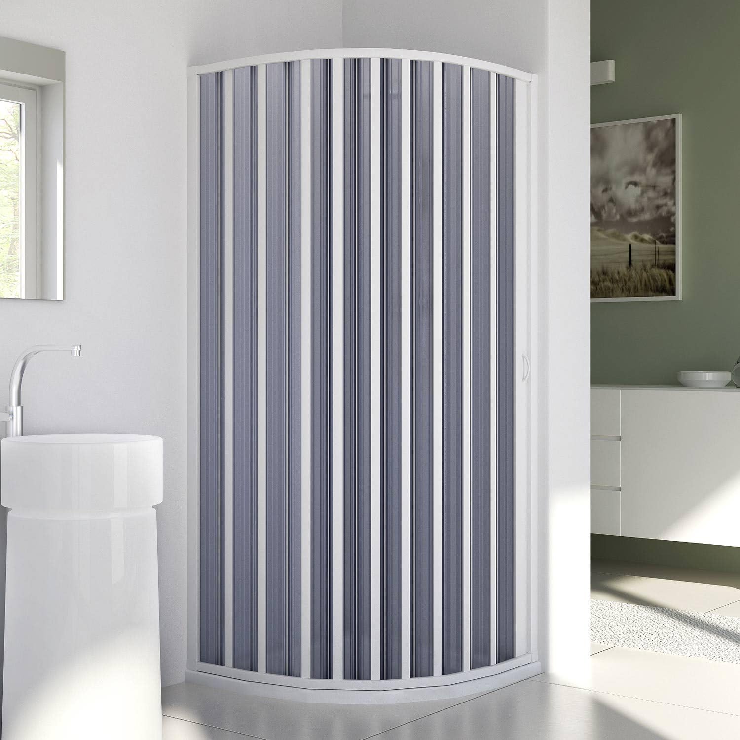 Mampara de Ducha Semicircular 75x75 CM Radio 55 H185 PVC mod. Sharp Lateral