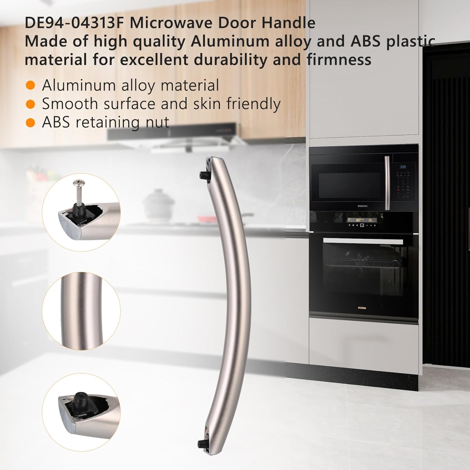 Upgraded ME16A4021AS Microwave Door Handle，DE94-04313F Compitable with sam-Sung ME16A4021AS Microwave, Especially for ME16A4021AS/AA Microwave Oven Door Handle Replacement, Alloy Material