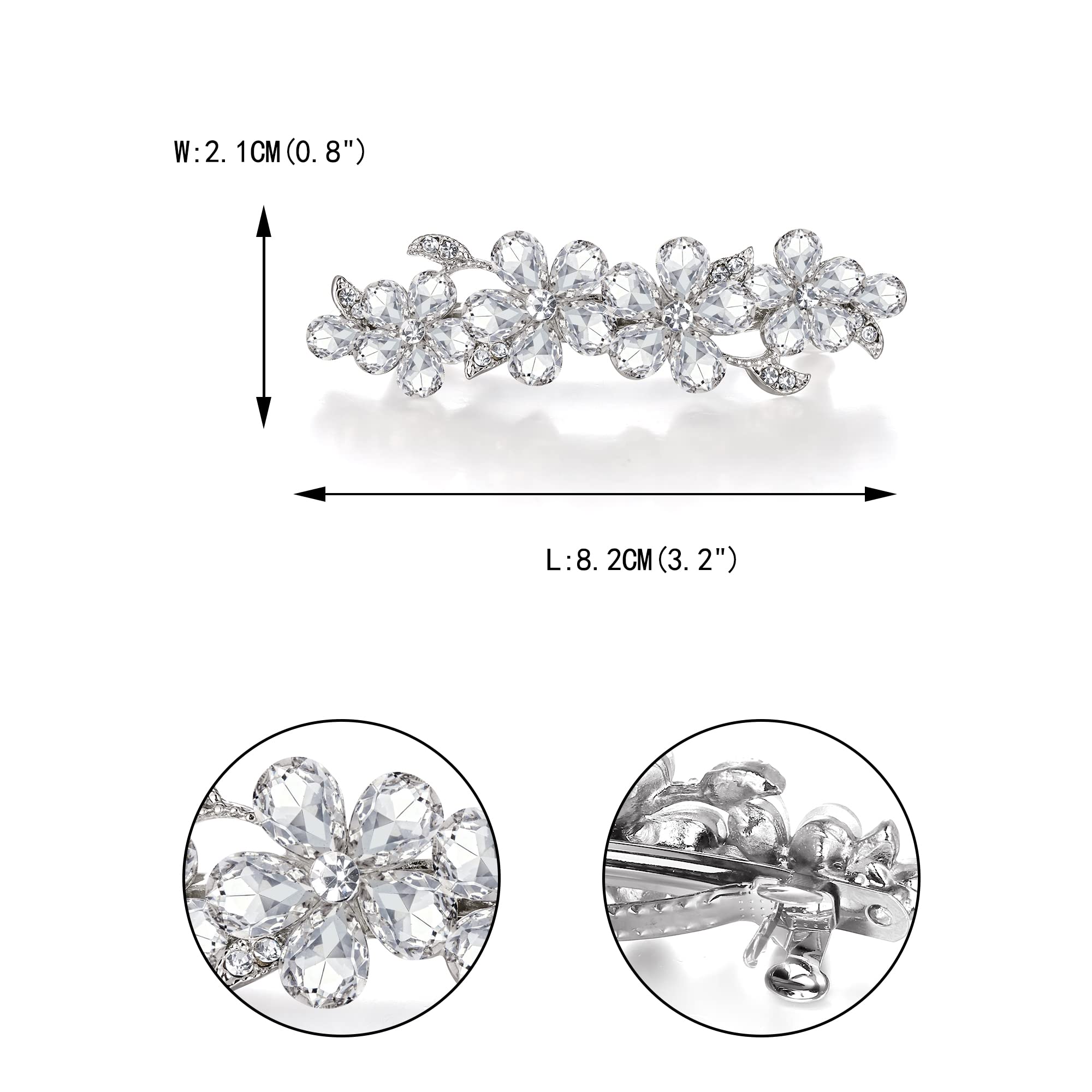 Fermaglio Per Capelli Fiore A Goccia Con Cristalli Zircone Cubico, Accessorio Per Matrimonio E Festa, Verde E Argento