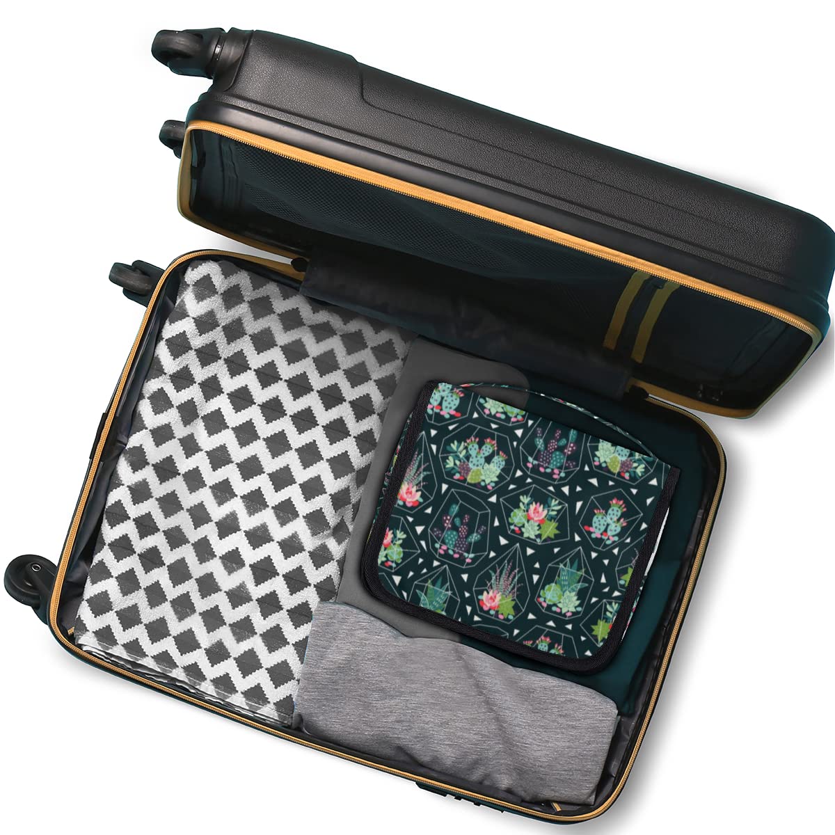 Kaktus Podróżna kosmetyczka Kaktus Kwiat Mycie Torba Unisex Wiszące przybory toaletowe Kosmetyczka Organizer do makijażu, wielobarwny, Jeden rozmiar