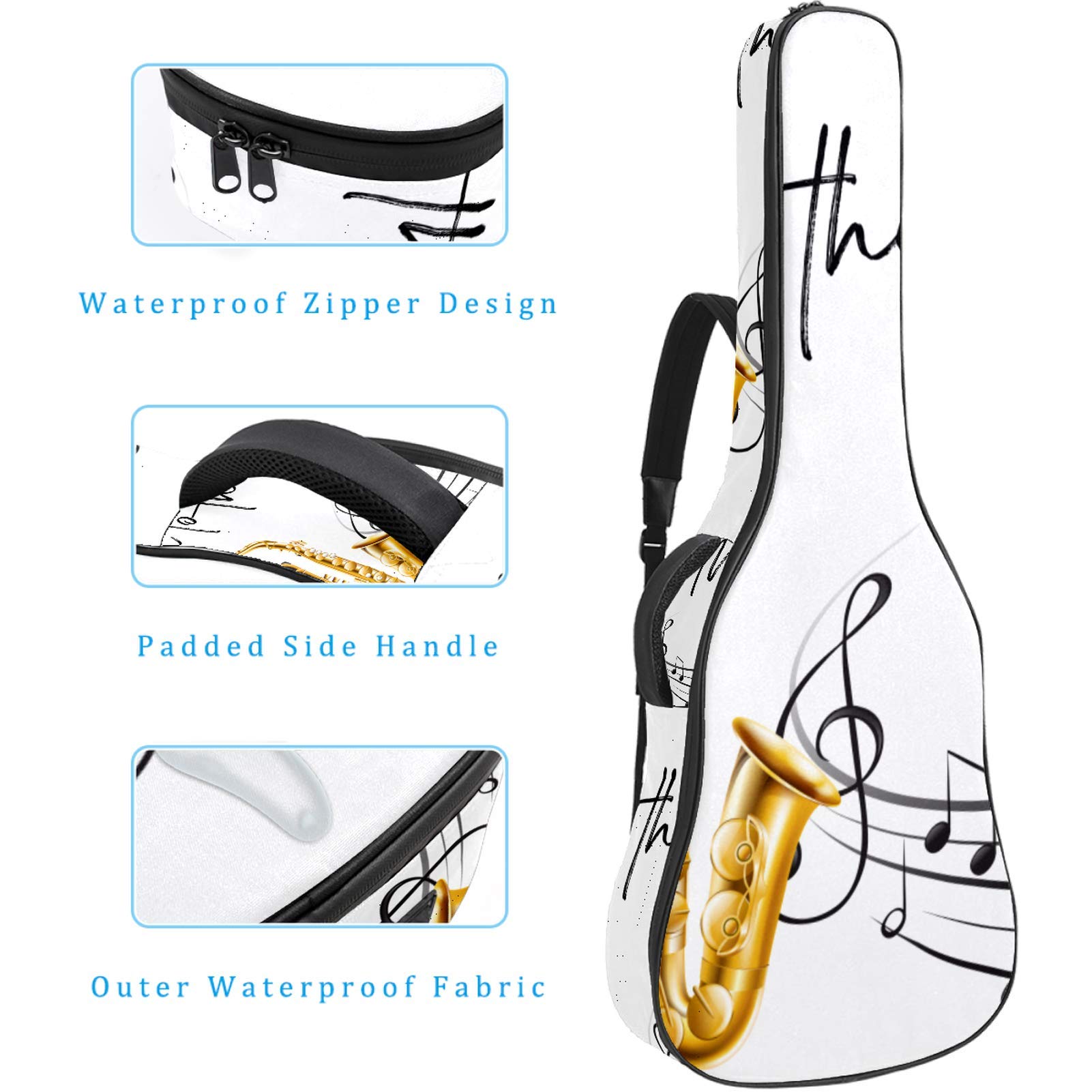 Borsa per chitarra impermeabile con cerniera morbida zaino per chitarra, basso acustico e classico folk chitarra elettrica per ascoltare la musica pianoforte violino sassofono