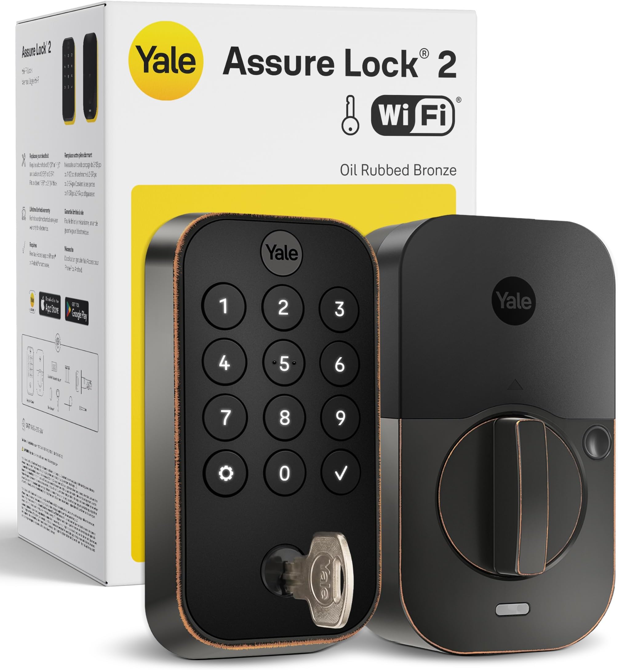 WiFi Smart Lock Deadbolt with Keypad, Keyless Entry, Oil Rubbed Bronze | Assure Lock 2 Smart Door Lock, Remote App Control (US & Canada Only), Scheduled Code Sharing, Airbnb Compatible, Backup Key
