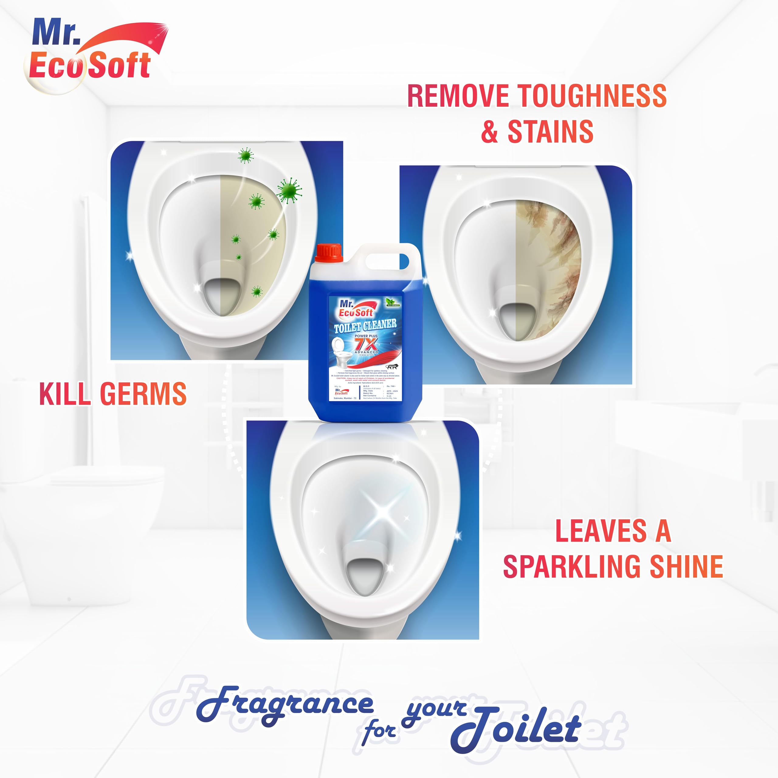 Mr. EcoSoft Toilet Cleaner Power Plus 7X Advanced, 5 Litre