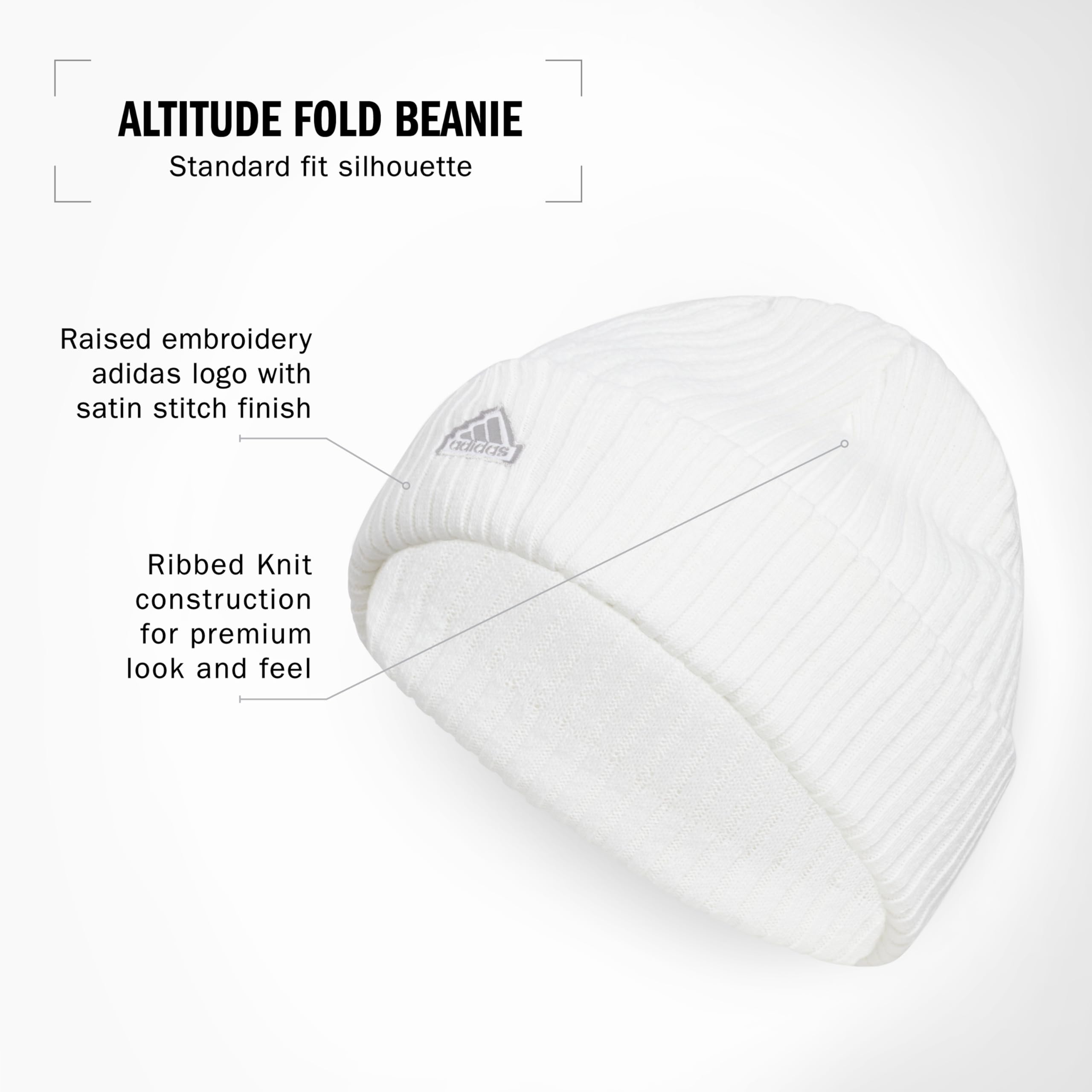 adidas Women's Altitude Fold Beanie, White/Grey Two